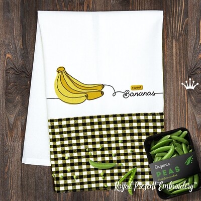 Бананы органик Дизайн машинной вышивки - 4 размера
