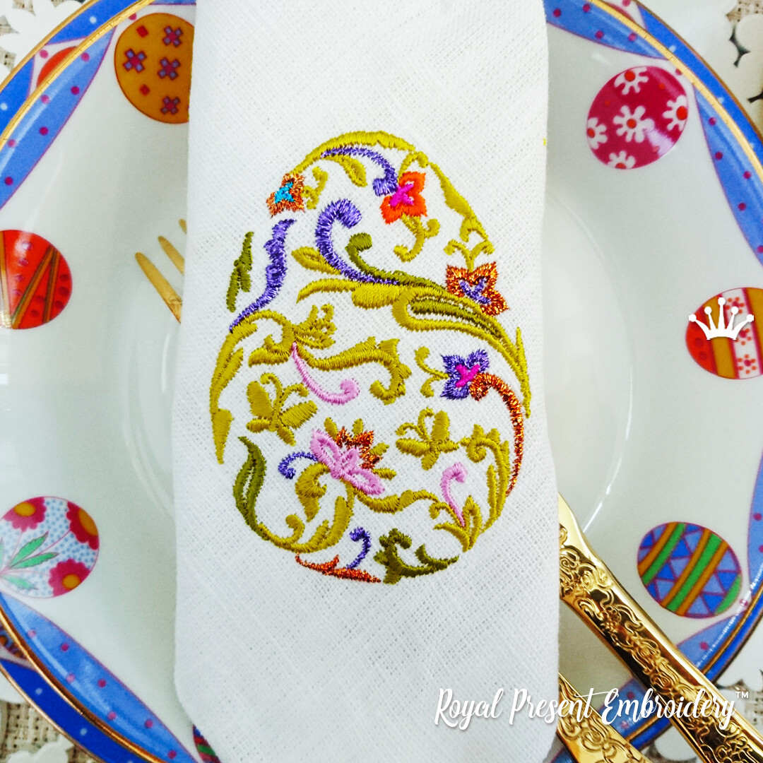 Пасхальное яйцо с бабочками Дизайн машинной вышивки