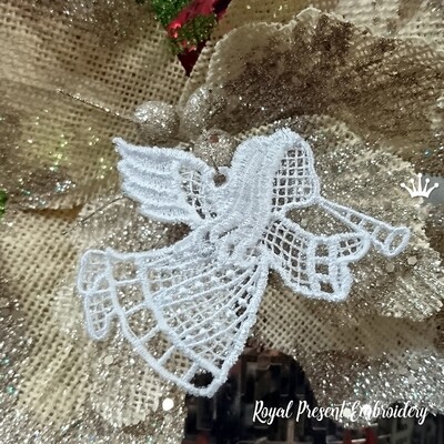 Дизайн новогодней машинной вышивки Кружевной Ангел