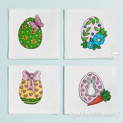 Пасхальные яйца Набор из 4 дизайнов машинной вышивки