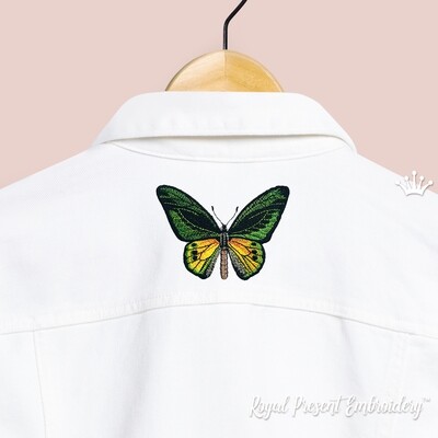 Бабочка желто-зеленая Дизайн машинной вышивки - 3 размера