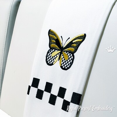 Бабочка аппликация с бордюром Дизайны машинной вышивки