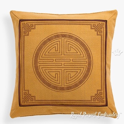 Дизайн машинной вышивки Китайский символ долголетия - 4 размера