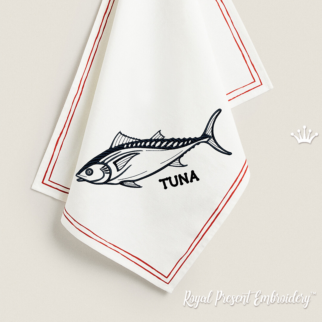 Рыба Тунец Дизайн машинной вышивки - 4 размера