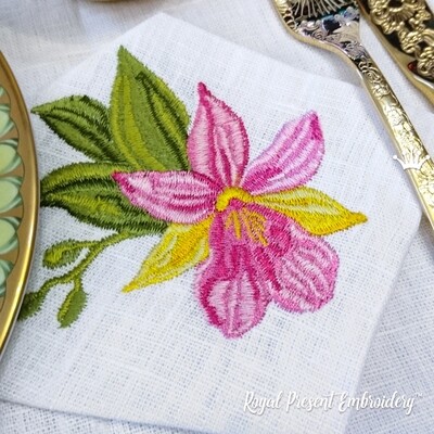 Дизайн машинной вышивки Розовая орхидея