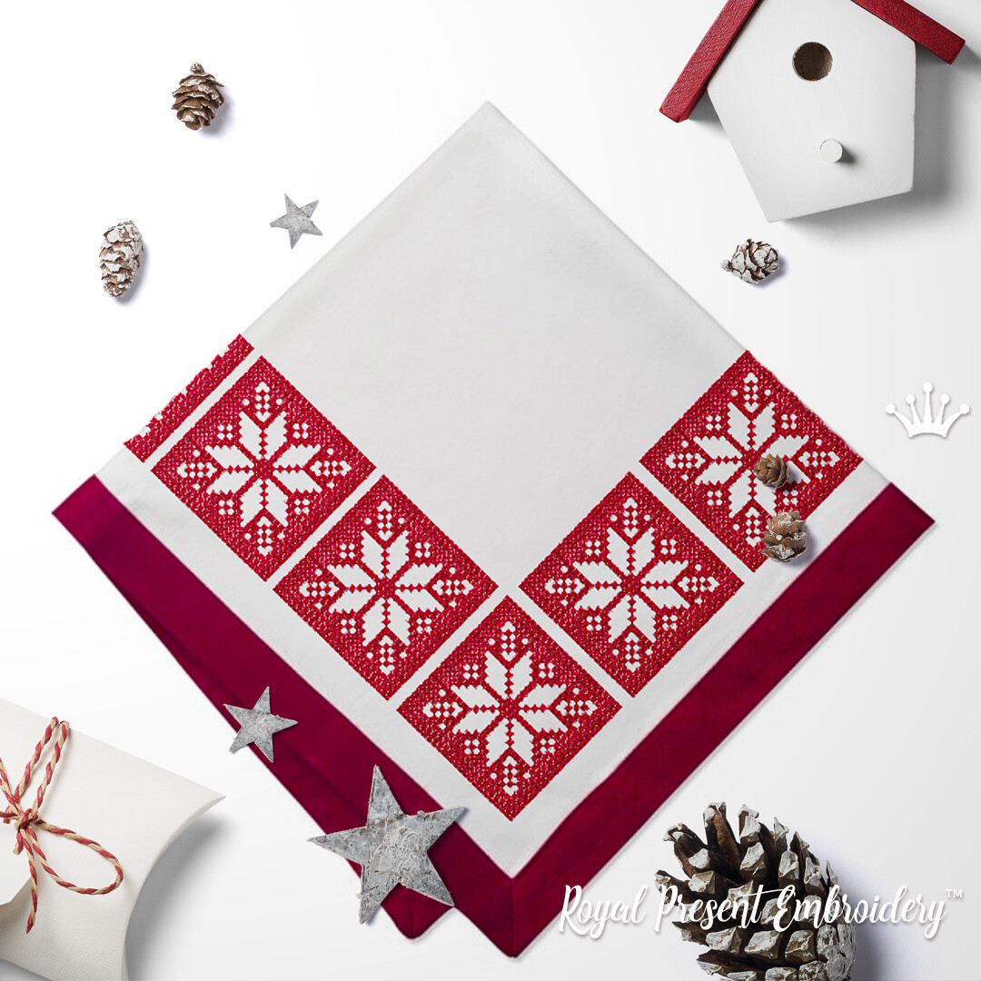 Скандинавская Снежинка Дизайн машинной вышивки крестом - 4 размера