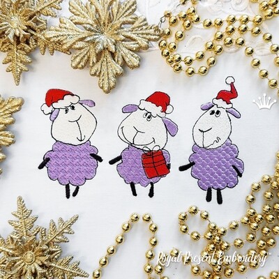 Дизайн машинной вышивки Новогодние овечки