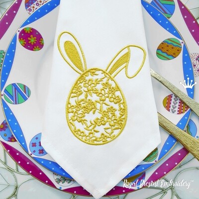 Пасхальное яйцо Кролик Дизайн машинной вышивки - 6 размеров