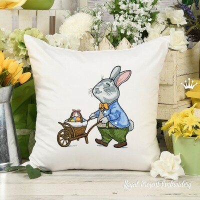 Пасхальный Кролик Садовник Дизайн машинной вышивки - 5 размеров