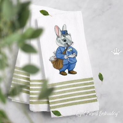 Пасхальный Кролик Почтальон Дизайн машинной вышивки - 4 размера