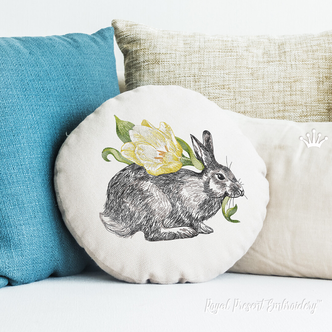 Дизайн вышивки Весенний Кролик с тюльпаном