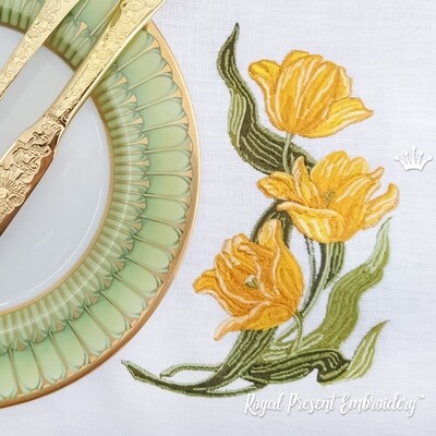 Дизайн для машинной вышивки Желтые Тюльпаны