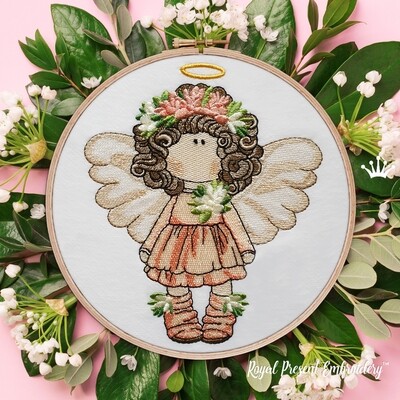 Кукла ангелочек Дизайн машинной вышивки - 3 размера