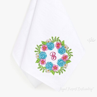 Дизайн машинной вышивки Венок из цветов с розами - 2 размера