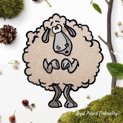 Мультяшная овечка Дизайн машинной вышивки