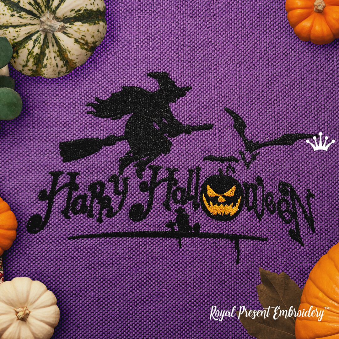 Дизайн для машинной вышивки Ведьма Хэллоуин - 6 размеров