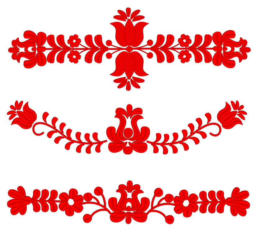 Набор дизайнов машинной вышивки Венгерский красный узор - 4 размера