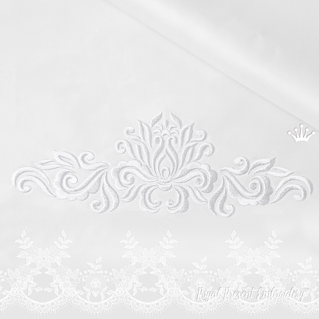Дизайн машинной вышивки Абстрактный Белый Элегантный декор - 3 размера