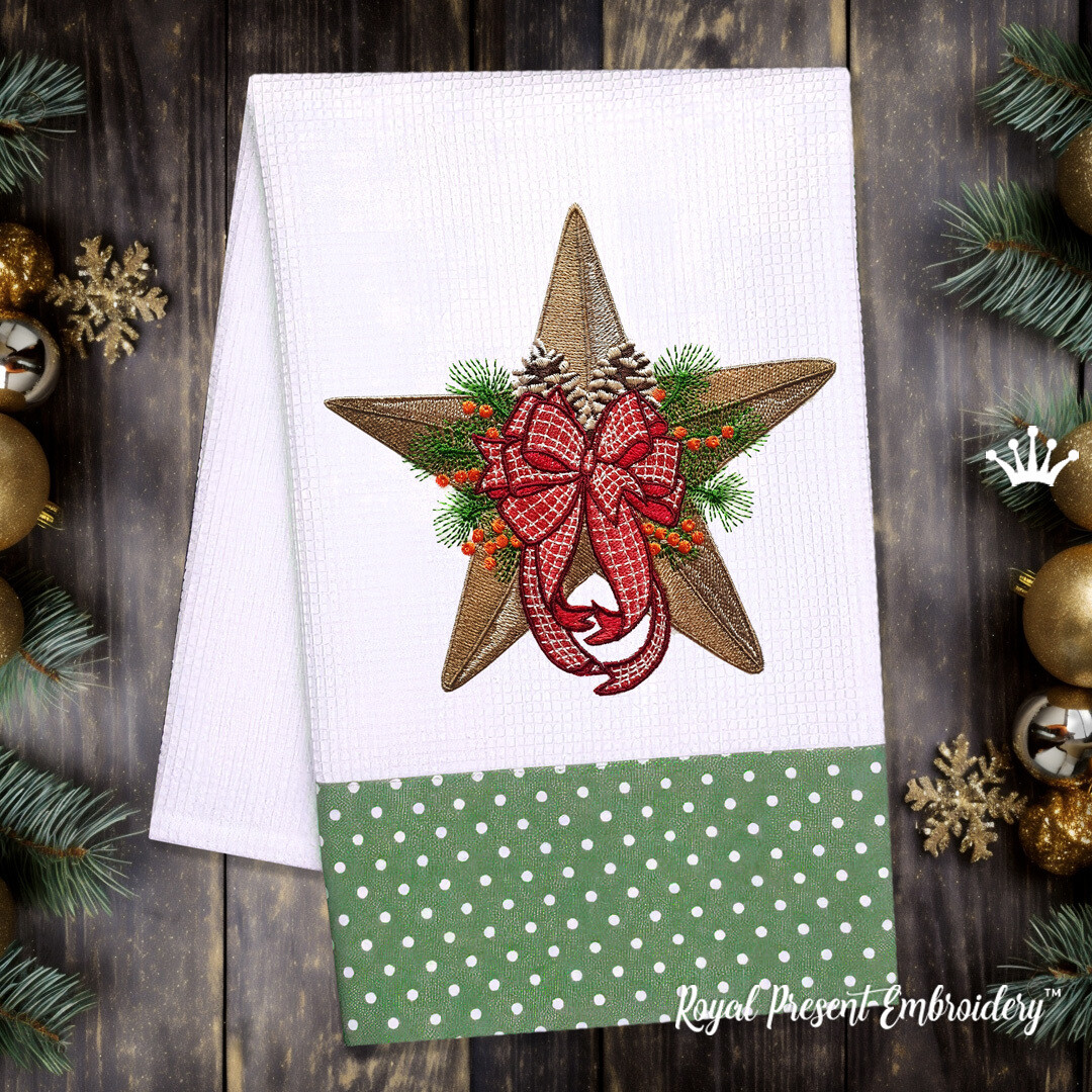 Зимняя Звезда Рождественский Дизайн вышивки в 5 размерах
