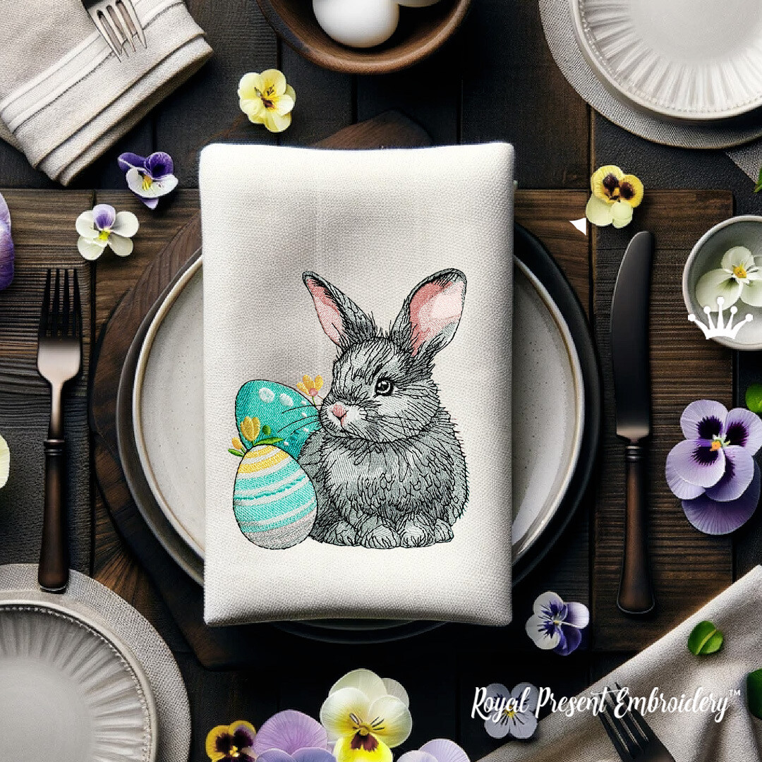 Серый Кролик с пасхальными яйцами - 3 размера