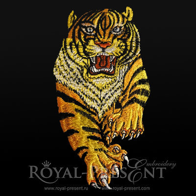 Дизайн машинной вышивки Бегущий Тигр