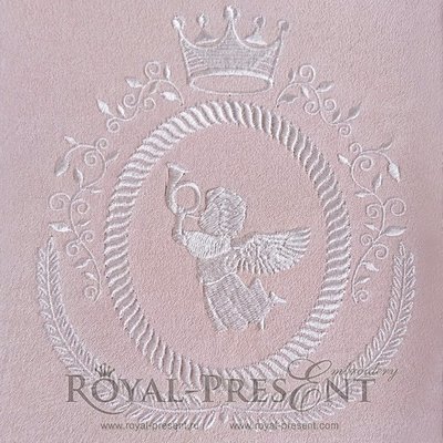 Дизайн машинной вышивки Обрамление для монограммы с короной