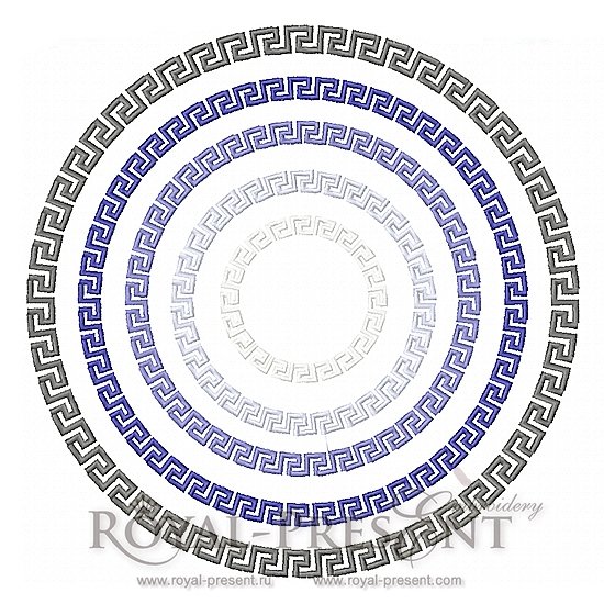 Дизайн для машинной вышивки Круглый греческий орнамент - 2 размера