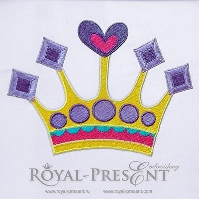 Дизайн машинной вышивки Корона принцессы - 2 размера