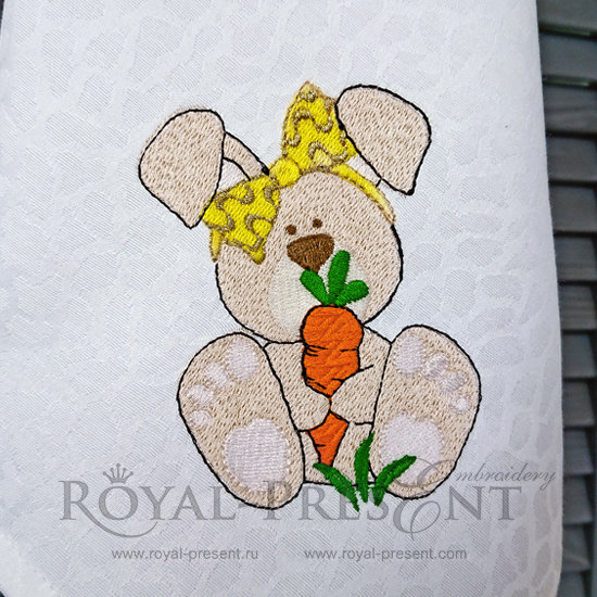 Дизайн машинной вышивки бесплатно Кролик с морковкой