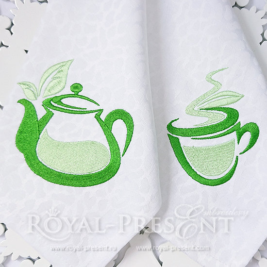 Дизайны машинной вышивки Чайник и чашка