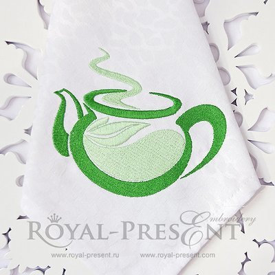 Дизайн машинной вышивки Чайник с чаем