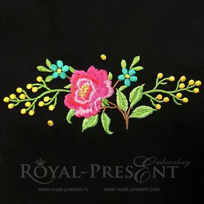 Дизайн машинной вышивки Роза садовая - 2 размера