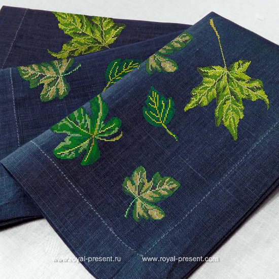 Дизайн для машинной вышивки крестом Набор из листьев