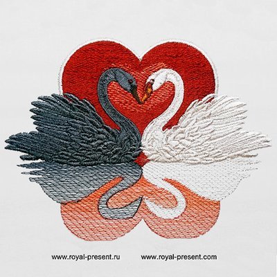 Дизайн машинной вышивки Лебеди