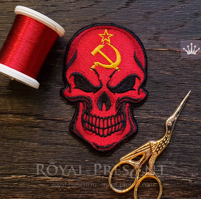 Дизайн машинной вышивки Советский Череп