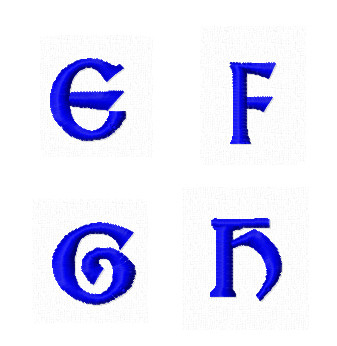 Дизайны вышивки Заглавные Мини буквы E F G H