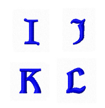 Дизайны вышивки Заглавные Мини буквы I J K L