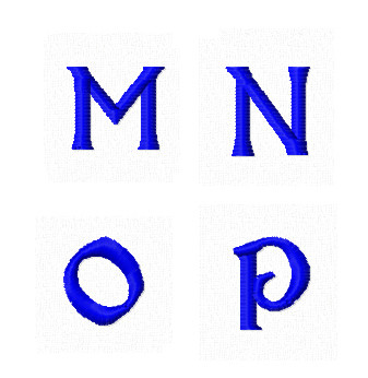 Дизайны вышивки Заглавные Мини буквы M N O P