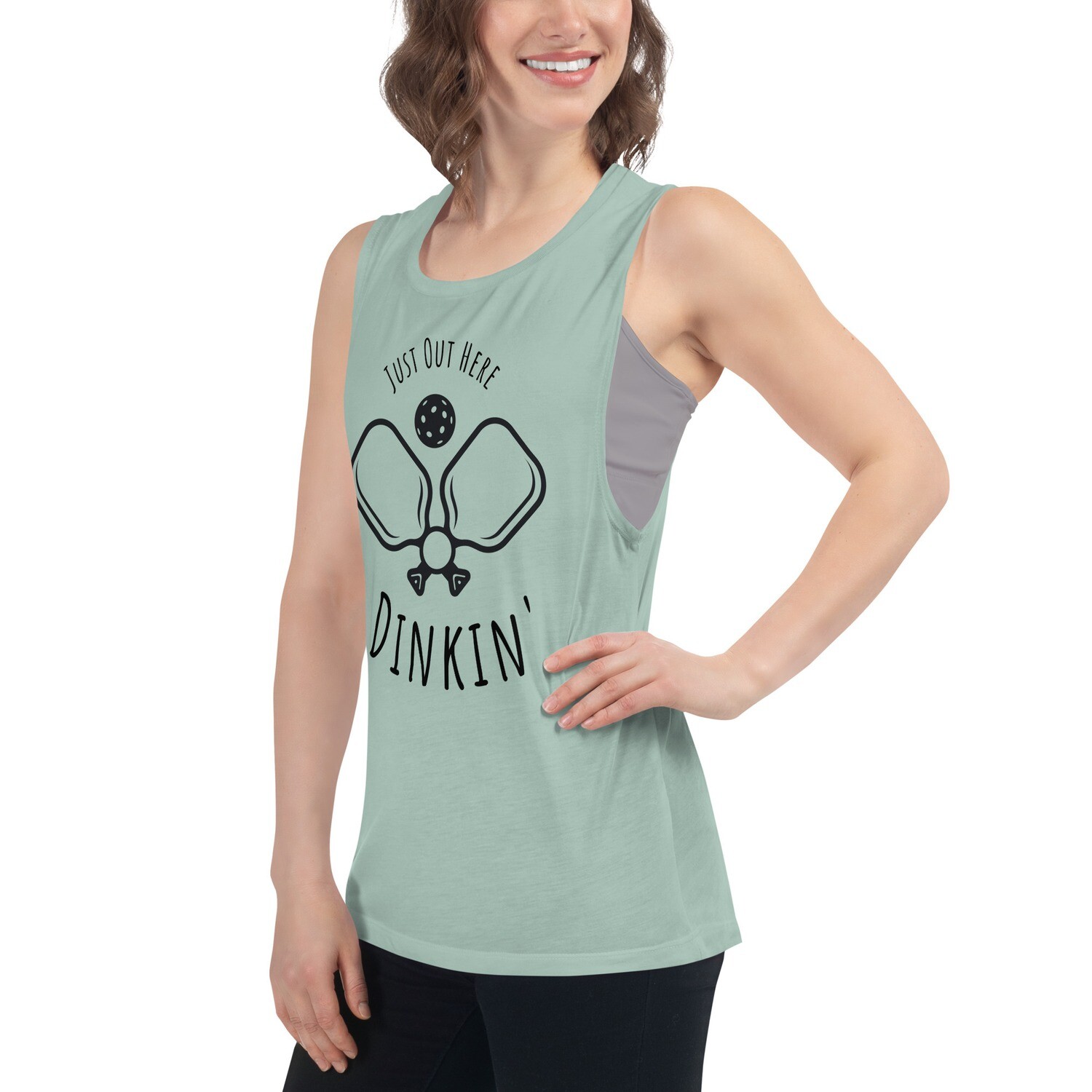 Just Out Here Dinkin&#39; - Ladies’ Muscle Tank