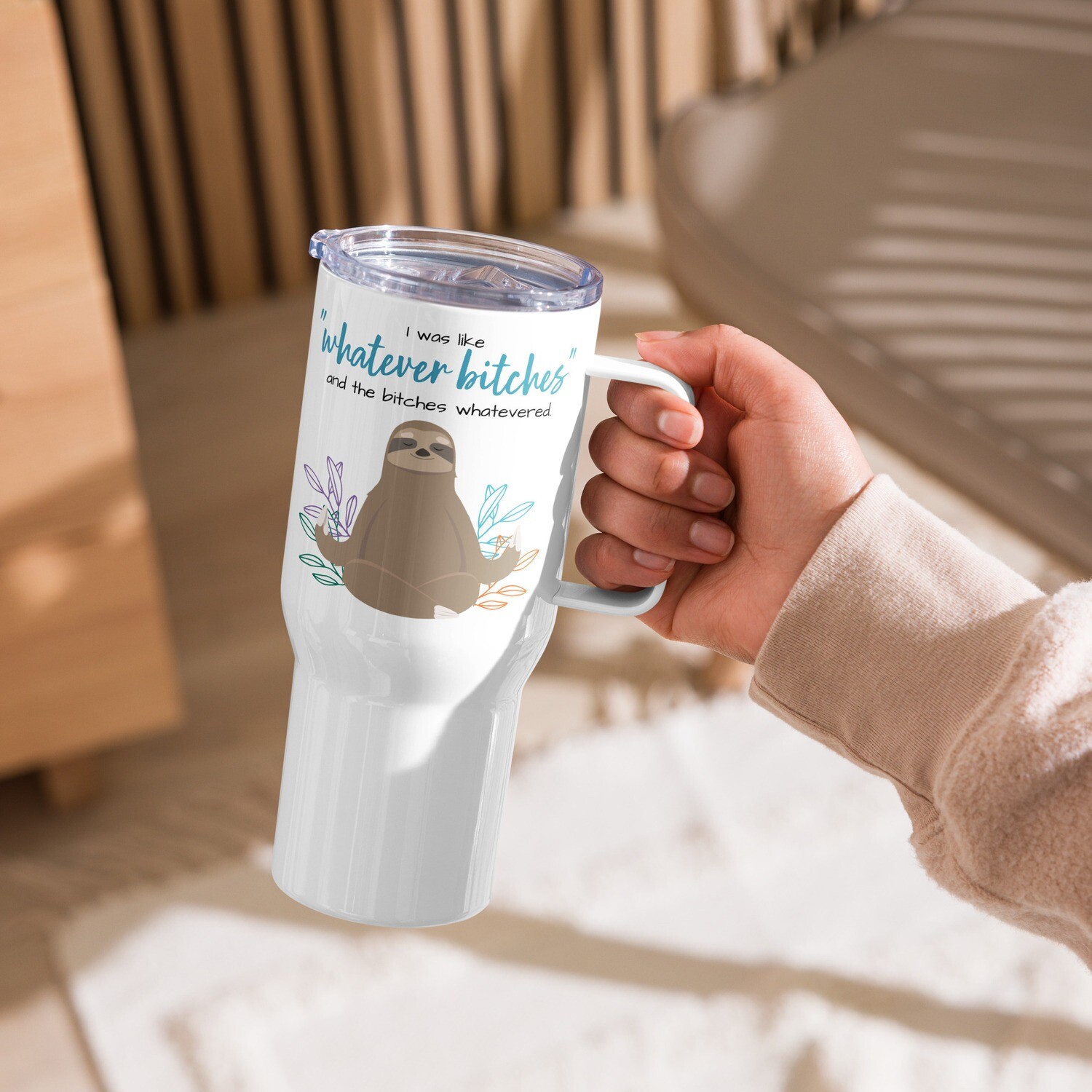 Meditating Sloth - Travel mug with a handle