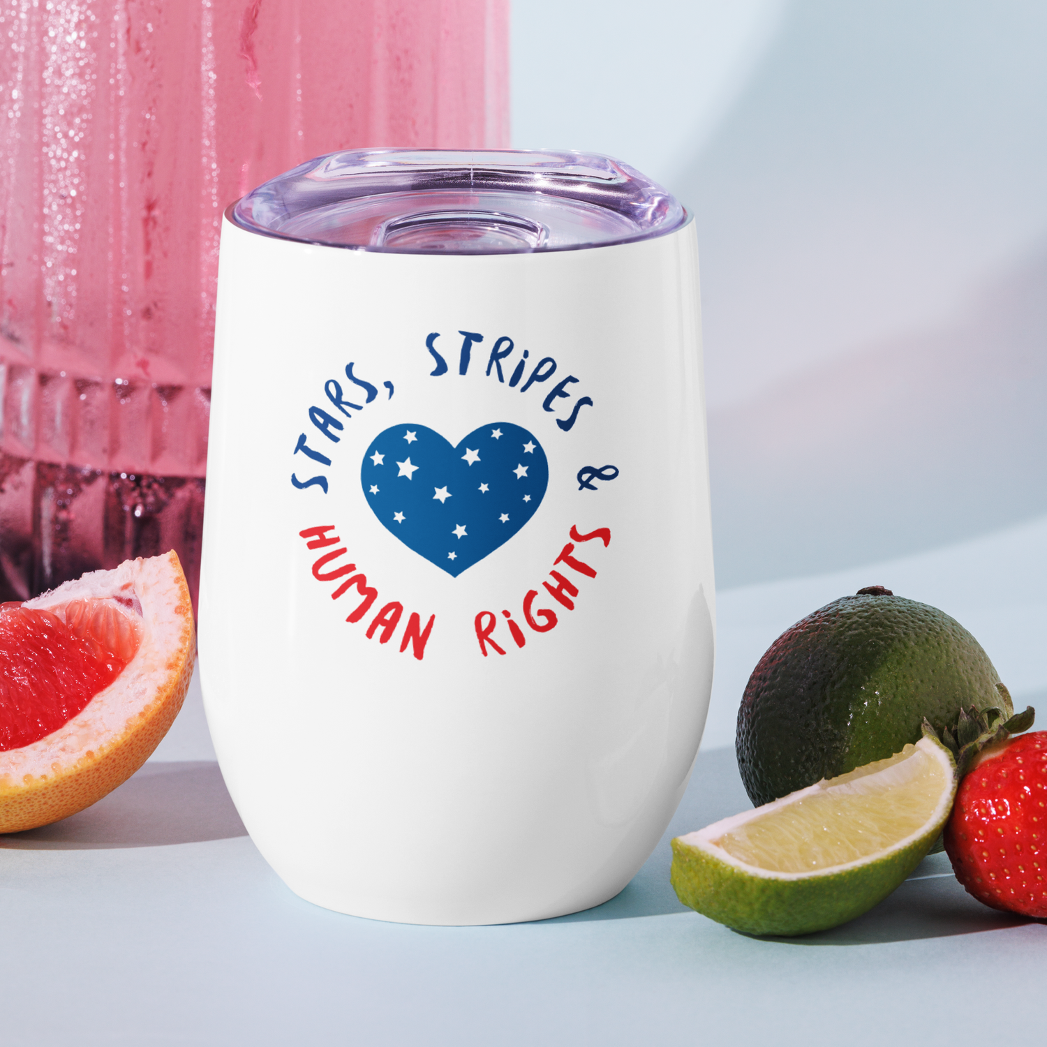 Stars, Stripes &amp; Human Rights - Wine tumbler