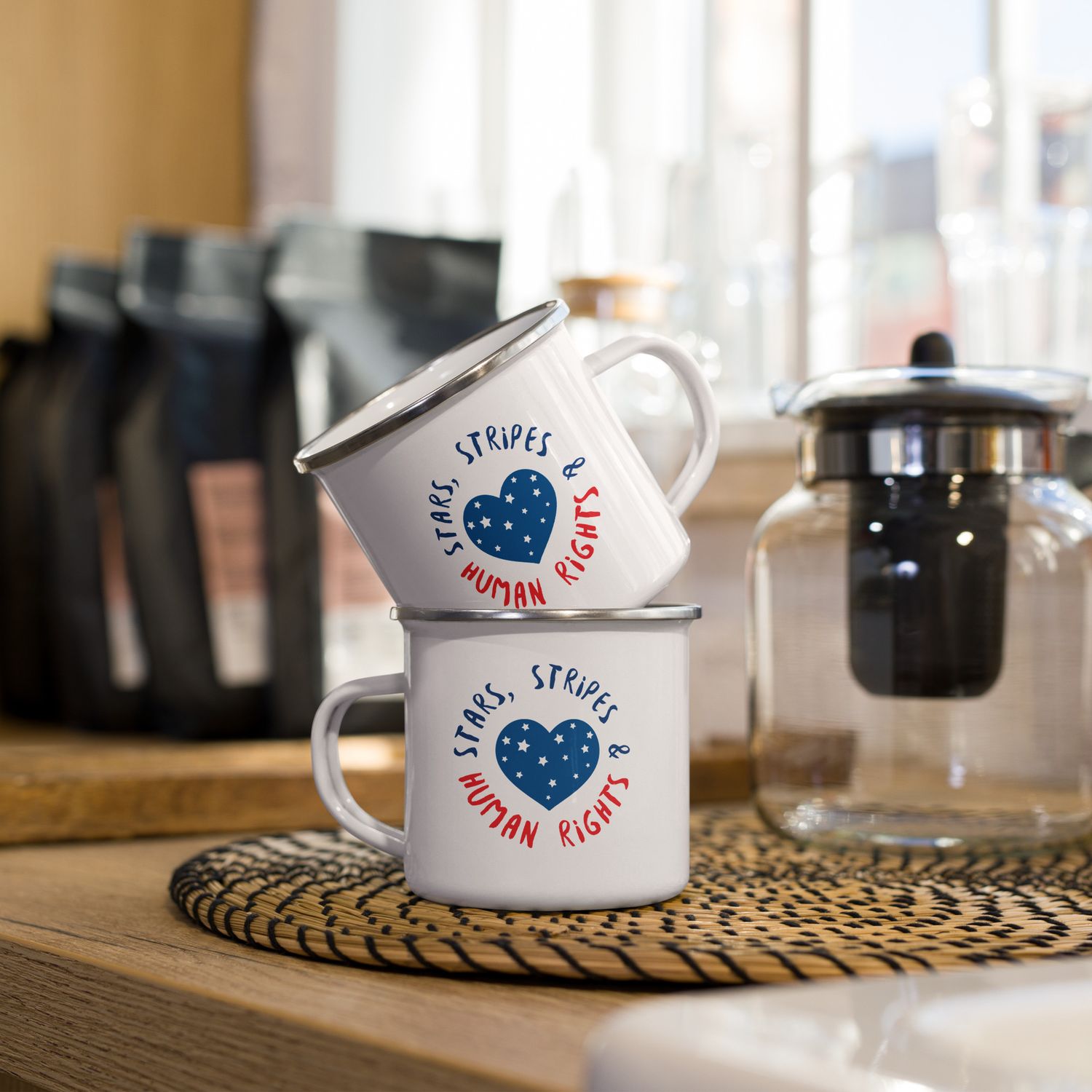 Stars, Stripes &amp; Human Rights - Enamel Mug