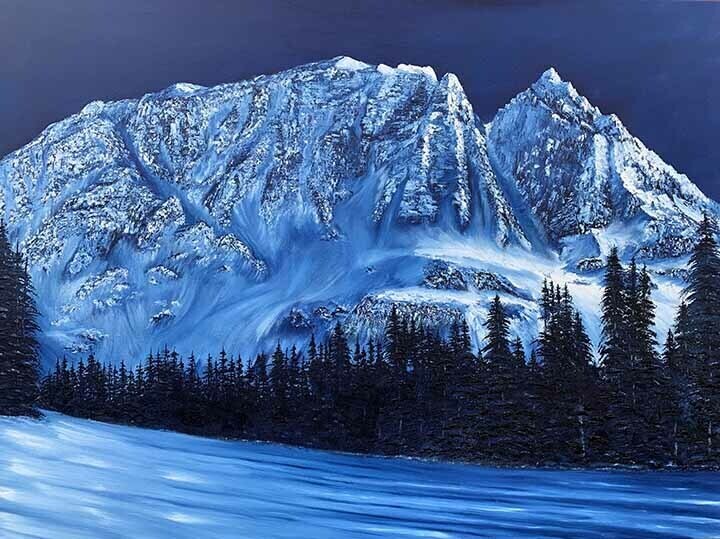 buy art prints online. A captivating limited edition art print,"7th HEAVEN WHISTLER, BC" is a mesmerizing and awe-inspiring original painting by Canadian artist Graham Watts, that perfectly captures the iconic Blackcomb Peak overlooking the runs on 7th Heaven. perfect for enhancing your living room. Available for purchase online.