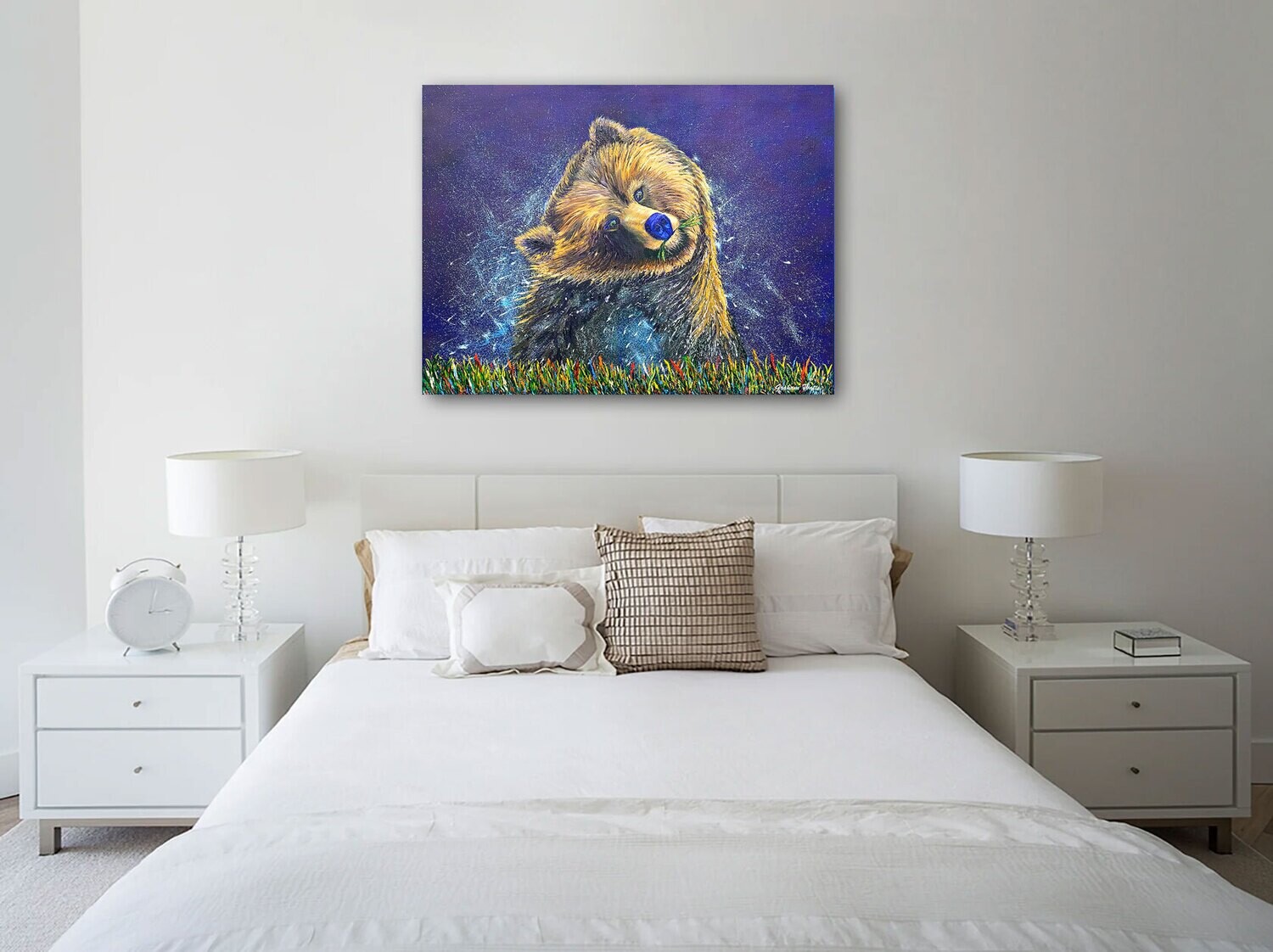 art prints black bear,  bedroom, large canvas artwork