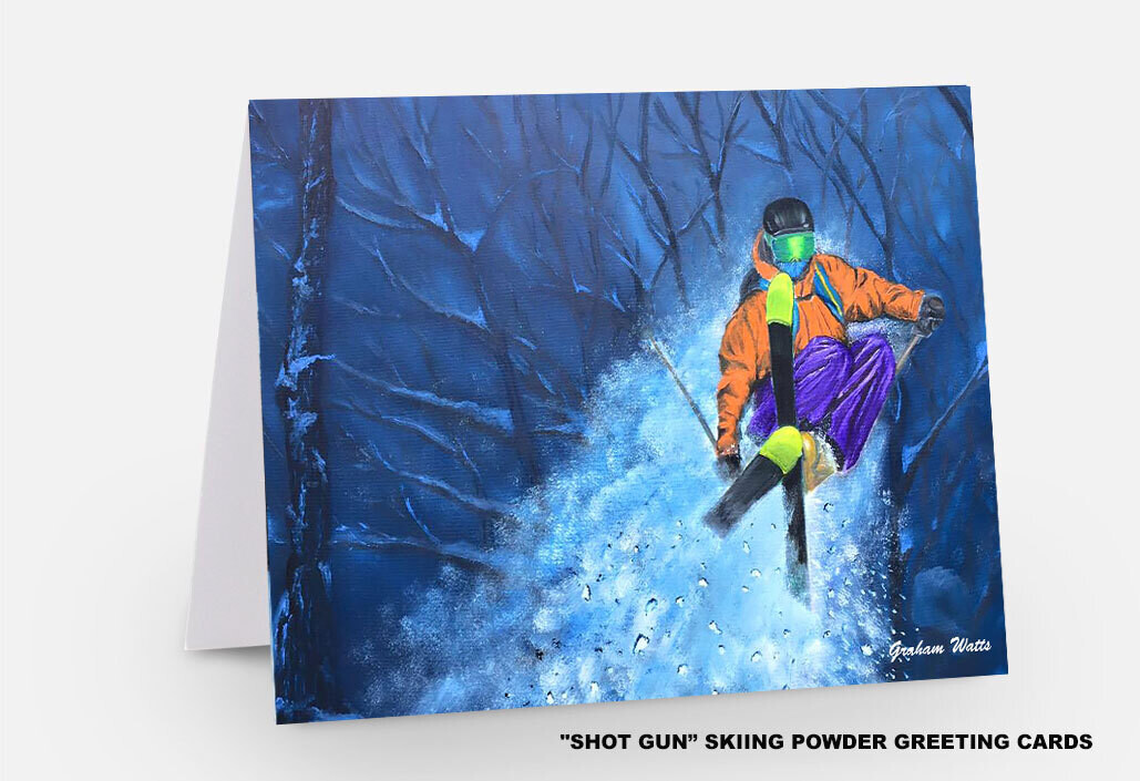 "SHOT GUN” Skiing The Powder - Art Cards