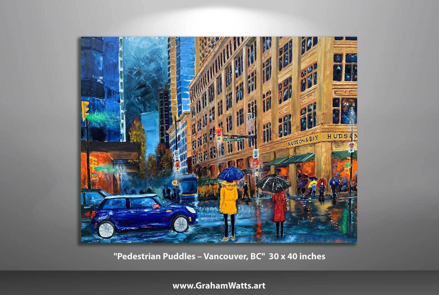 Original Canadian Art | Cityscape Painting - Vancouver, BC, Gallery Display