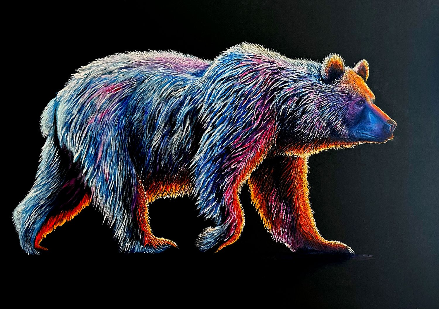Original Canadian Art | Wildlife Painting - Vivid Grizzly Bear