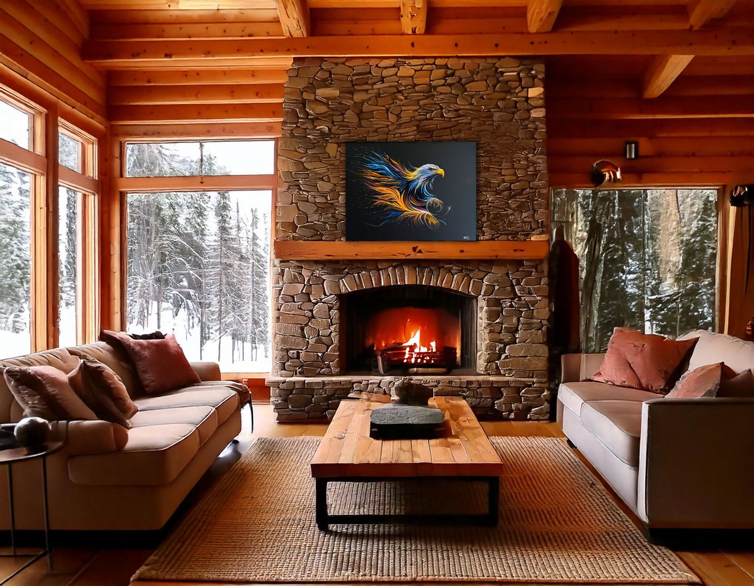 Canadian Art | Wildlife Painting - Vivid Grizzly Bear, Interior display