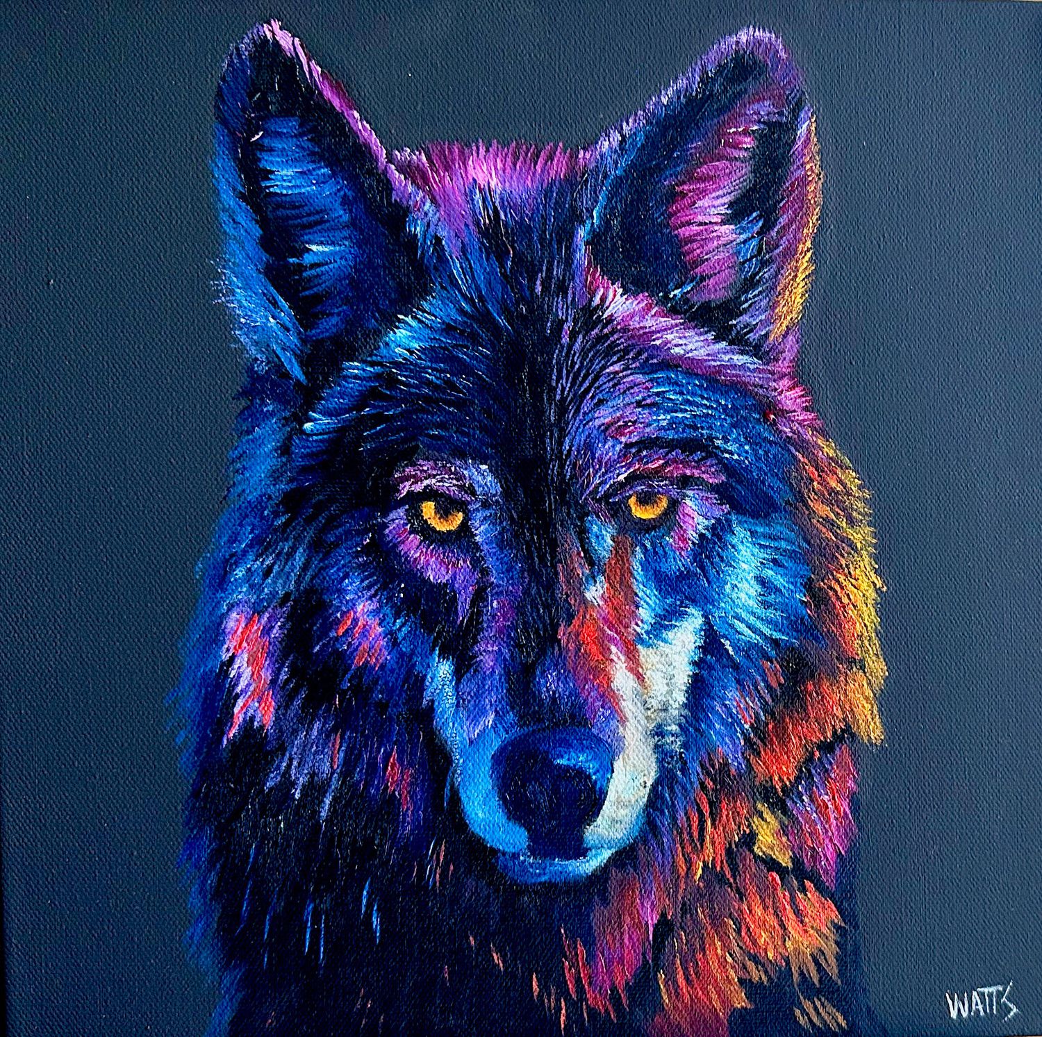 Original Canadian Art | Wildlife Painting - Vivid Wolf Artwork