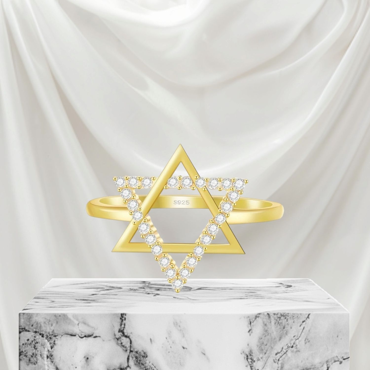 Ring Star of David 18K gold plated